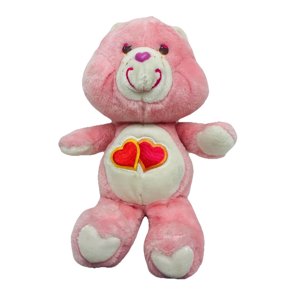 Care Bears Love-a-Lot Plush Stuffed Animal Pink Hearts 13” Vintage 1983 Kenner